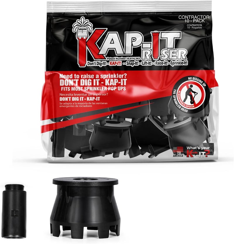 KIT 1.5 Inch Pop-Up Riser Extension 10 Pack, No-Dig Stackable Irrigation Adapter, Tool-Free Height Lift Solution, Universal Lawn System Component, Black Plastic - Image 1